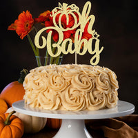 Gyufise 24Pcs Pumpkin Oh Baby Cupcake Toppers Pink Fall Pumpkin - Gold 13 - image 4