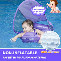 Mambobaby Baby Float with Canopy & Tail Non-Inflatable Baby Swim - PURPLE - image 2