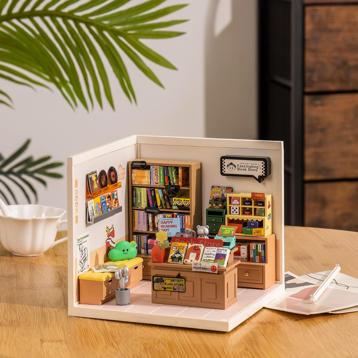 Rolife Super Creator miniature house kit, Double Joy Bubble Tea shop with LED light - view 7