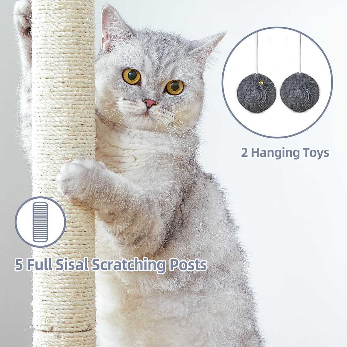 Cat Tree Tower Scratching Post for Indoor Large Adult Cats with Perch - Dark Grey / 28 Inches - image 3