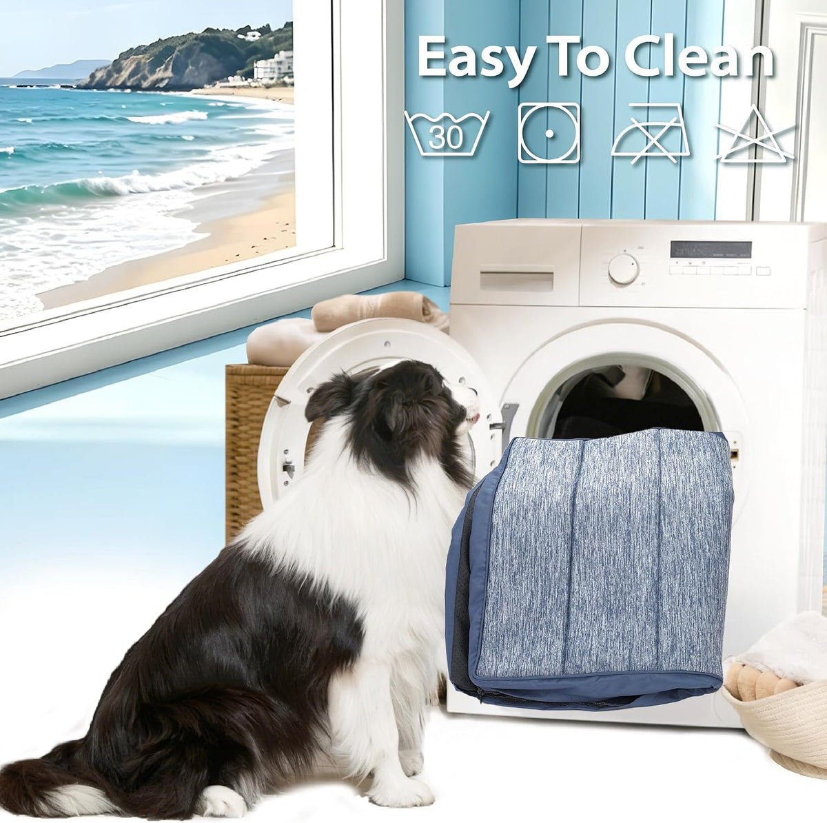 Dog Cooling Mat for Large Dogs, 35"x23" Memory Foam Pet Pad – Essentials for Dogs - Wander Blue / 47"L x 29"W x 0.8"H - image 2