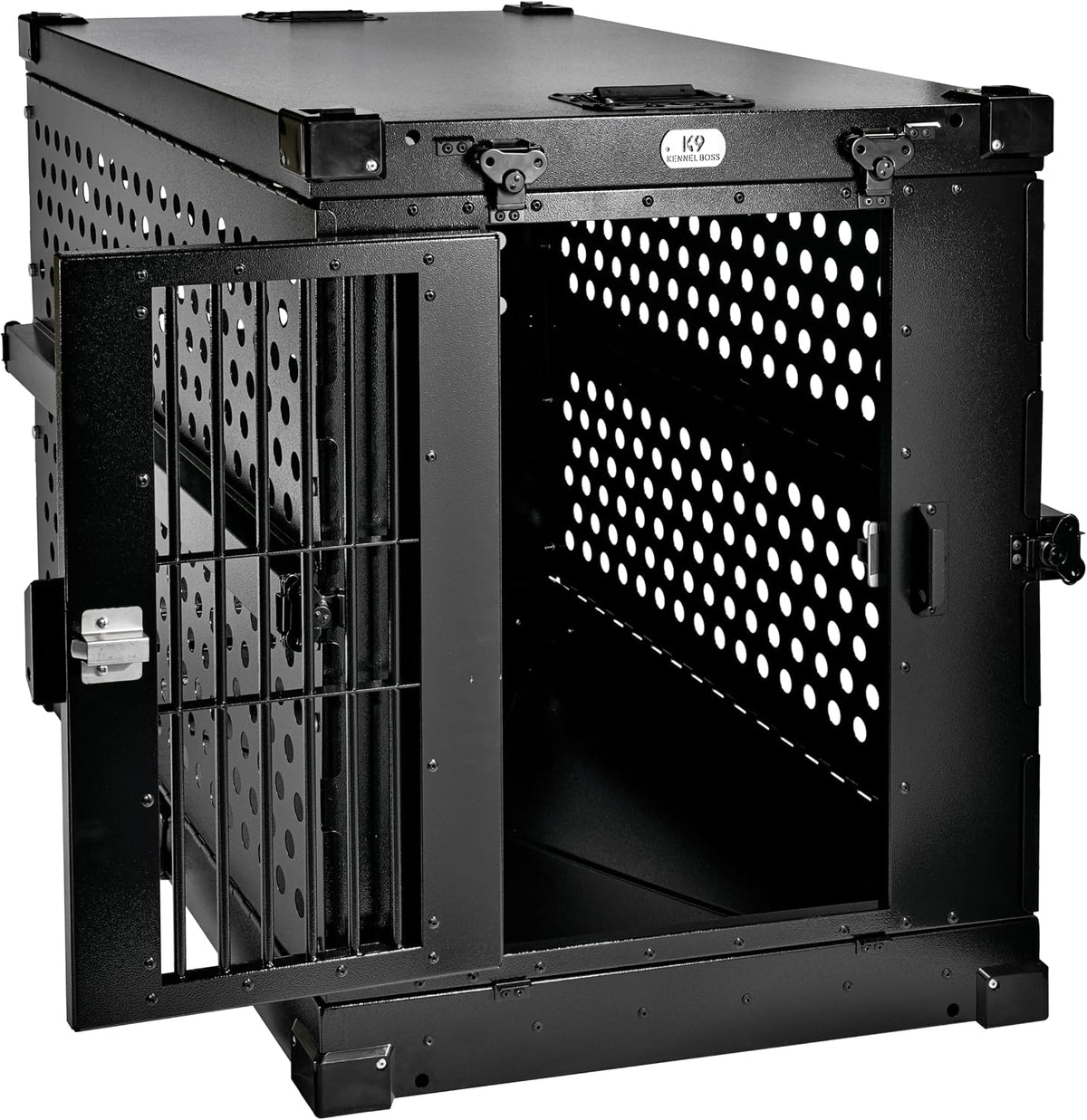 K9 Kennel Boss Aluminum Collapsible Dog Crate - Black / 41.6"L x 29.7"W x 33.9"H - image 3