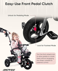 RIDYEE 7-in-1 toddler tricycle with push handle, canopy and rubber tires - view 6