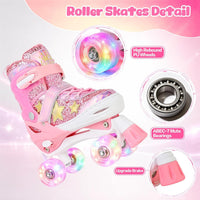 Kuxuan Adjustable Roller Skates with Fun Illuminating Rollerskate - Star Pink / Small - Little Kid(10C-13C) - image 3