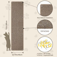 FHTONGE 71x15.8" Thickened Cat Wall Climbing Carpet with 16 Fixed - Chocolate Brown / 71x15.8"(180x40cm) - image 2