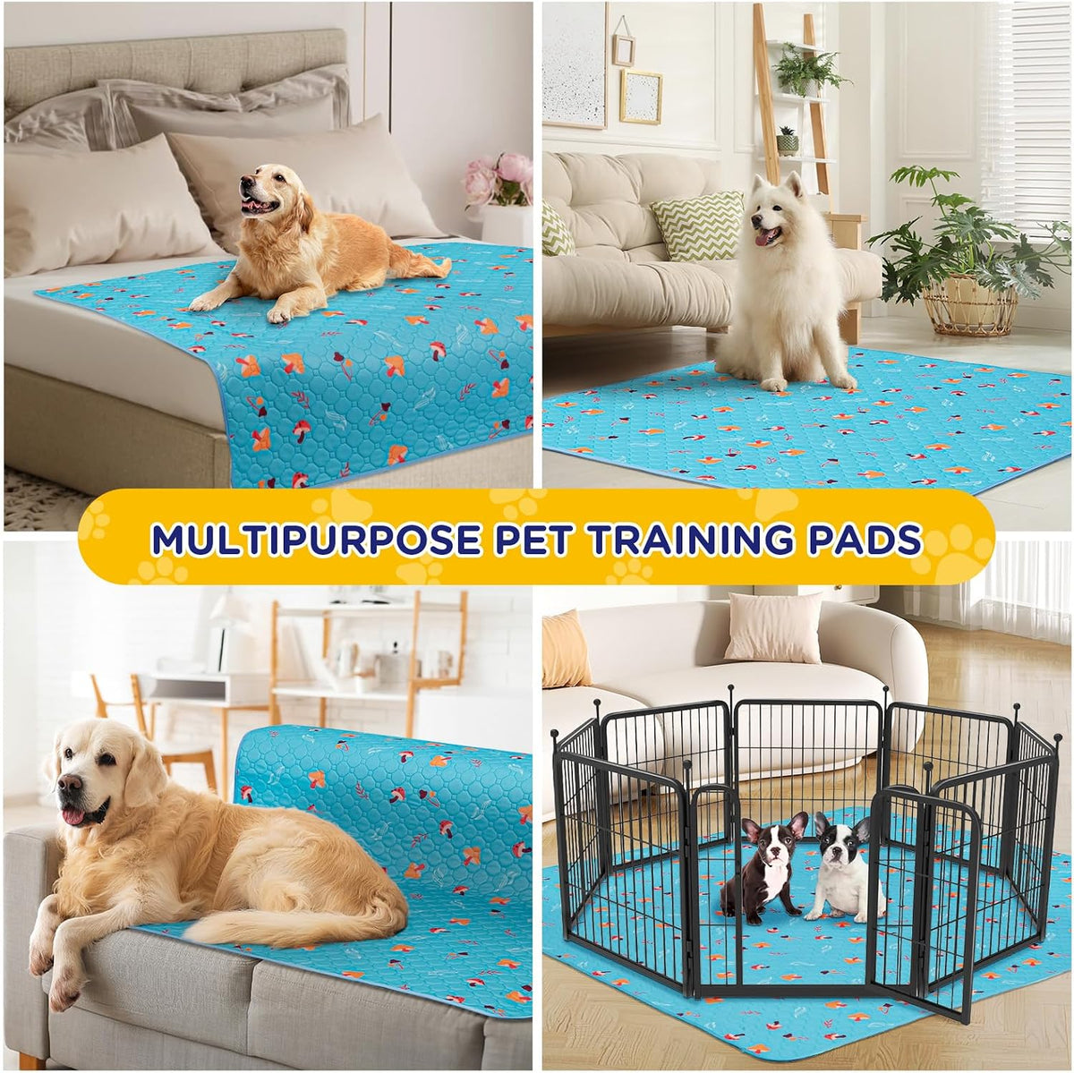 4 Pack Washable Pee Pads for Dogs - Light Grey / 36x36 Inch (Pack of 2) - image 3