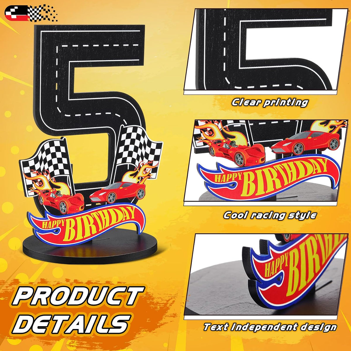 MiniInflat Race Car 5th Birthday Number Sign Centerpiece Race Car - 5th - image 2