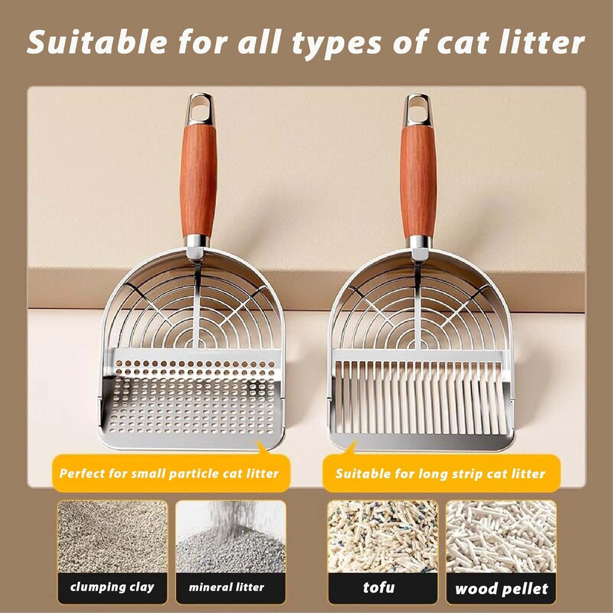 DHXYZZB Cat Litter Scoop 304 Stainless Steel Litter Shovel - Silver / Long-slot - image 3