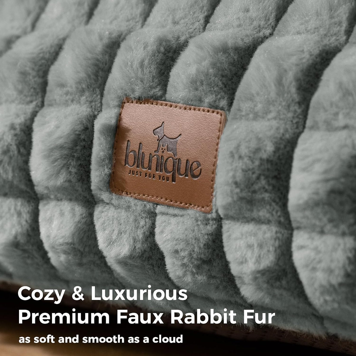 Cat Couch Bed with Fluffy Faux Rabbit Fur for Indoor Cats - Grey / Medium: 30"L x 20"W x 10"Th - image 4