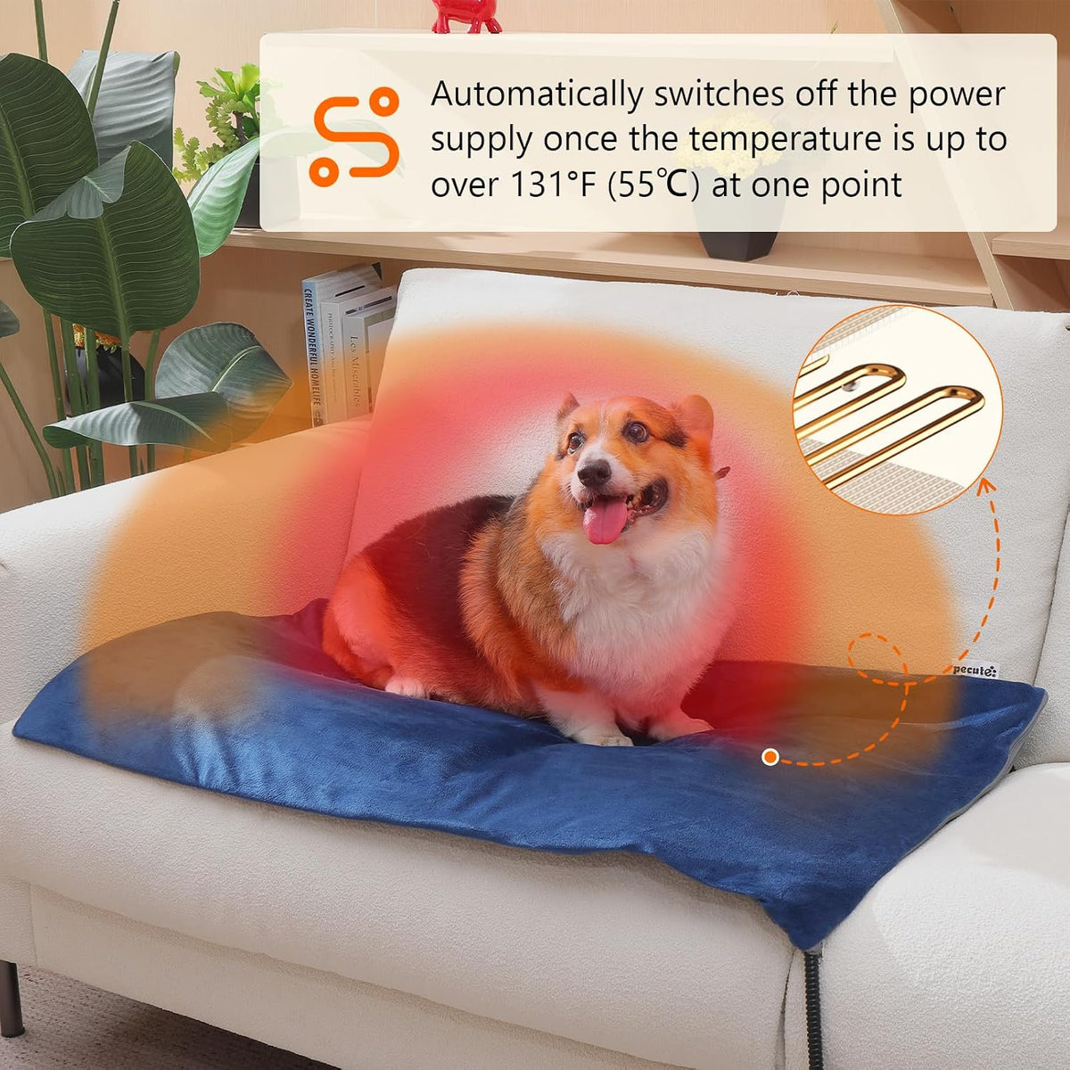 Pecute Pet Heating Pad with Chew Resistant Cord - Adjustable / 17.7"L x 15.7"W x 0.2"Th - image 2