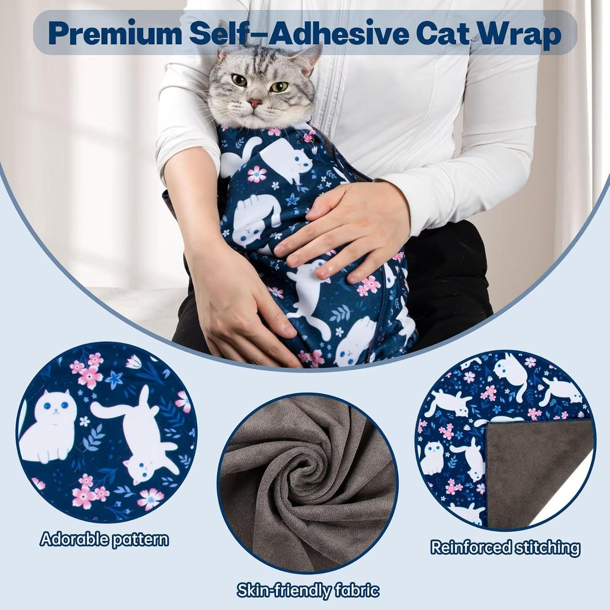 Paw Legend 27.6" Cat Wrap for Grooming Cat Wrap for Cutting Nails Cat - L(27.6'x27.6") / Cute Cat - image 4