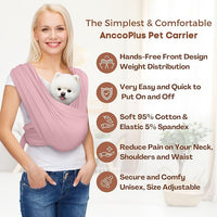 Dog Carriers for Small Dogs, Front Facing Dog Sling Carrier, Hands Free Cat Carrier, Size Adjustable, Reducing Back Pain, Premium Cotton, Safe and Soft Dog Carrier (Regular, Light Pink)