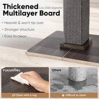 FUKUMARU Retro-Style Cat Scratching Post with Perch for Indoor Adult - Grey - image 3