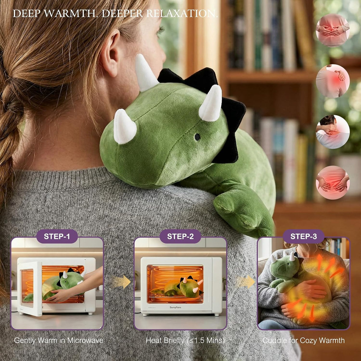 OSOCU purple stegosaurus microwavable plush, 16 inch weighted heating pad - view 16