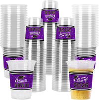 Gatherfun 100 Pcs 16oz Football Plastic Cups - Pruple