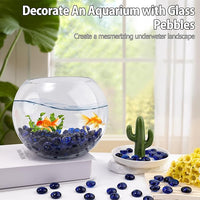 Blue Glass Marbles, 0.97 LB Transparent and Smooth Flat Glass Beads for Vases, Mosaic Gem Pebbles for Aquarium Decor, Floral Arrangements, Mancala Stones, Vase Filler and Crafts (Approx. 80-100 PCS)