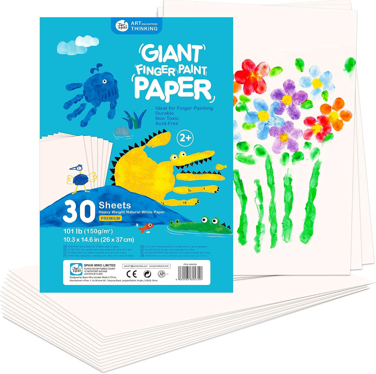 Jar Melo finger paint paper pad with 30 large heavyweight sheets for toddlers