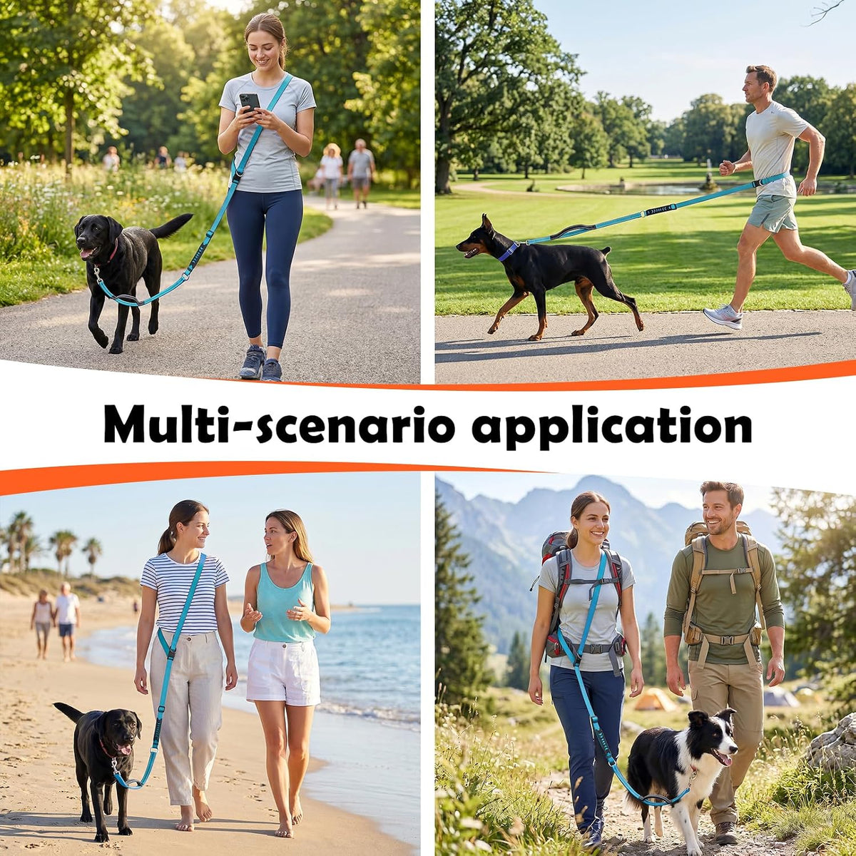 XiaZ Hands Free Dog Leash, Versatile Crossbody Dog Leash - BasicBlue - image 3