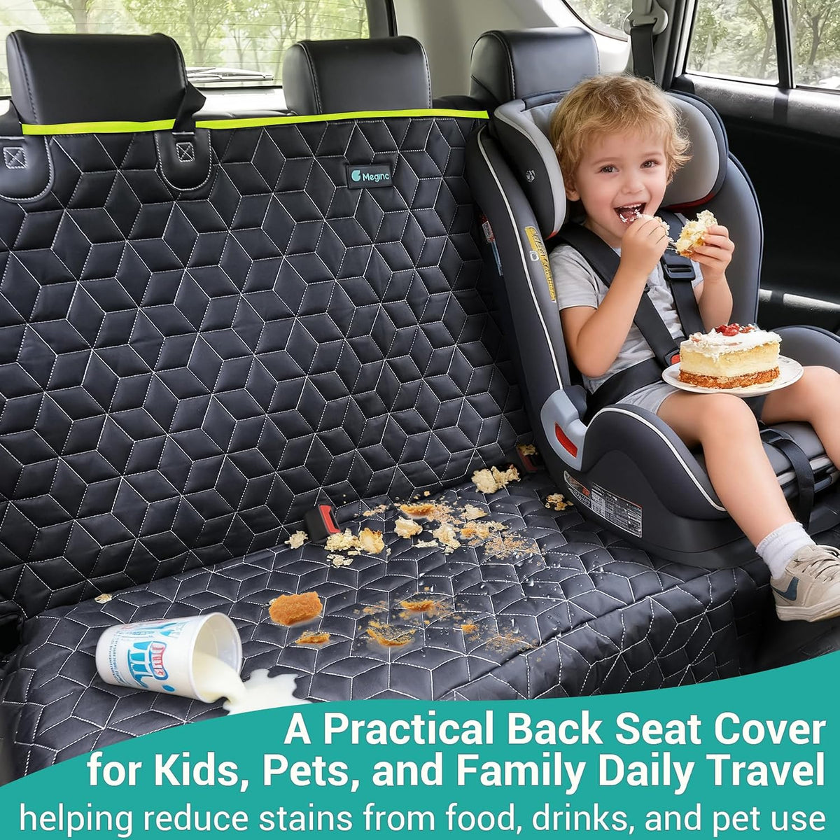 Dog Car Seat Covers for Back Seat - Bench-61"W / Green - image 2