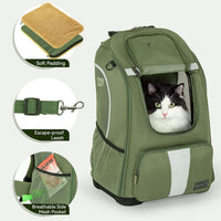 Petsfit Pet Dog Carrier Backpack with Upgraded Weight Reduction Design - 14.0"L x 9.5"W x 19.5"H / Army Green - image 3