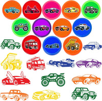 Car and truck stampers for kids, 12 pre-inked stamps in different vehicle designs and colors - view 17
