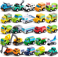 JOYIN 18 Pcs Pull Back City Cars and Trucks Toy Vehicles Set - Jumbo Cars Set
