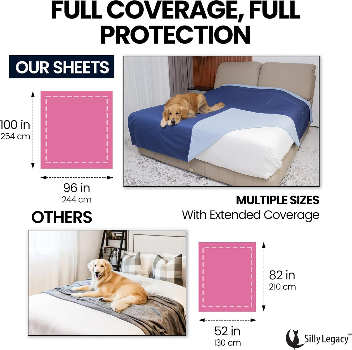 Thin Reversible Waterproof Protective Bed Cover, for Pets - Queen 96 x 82 inch / Blue - image 3