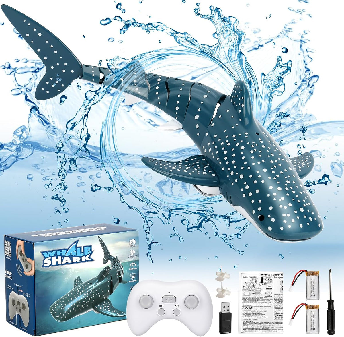 GearRoot remote control crocodile boat toy with glowing eyes swimming in a pool - view 3