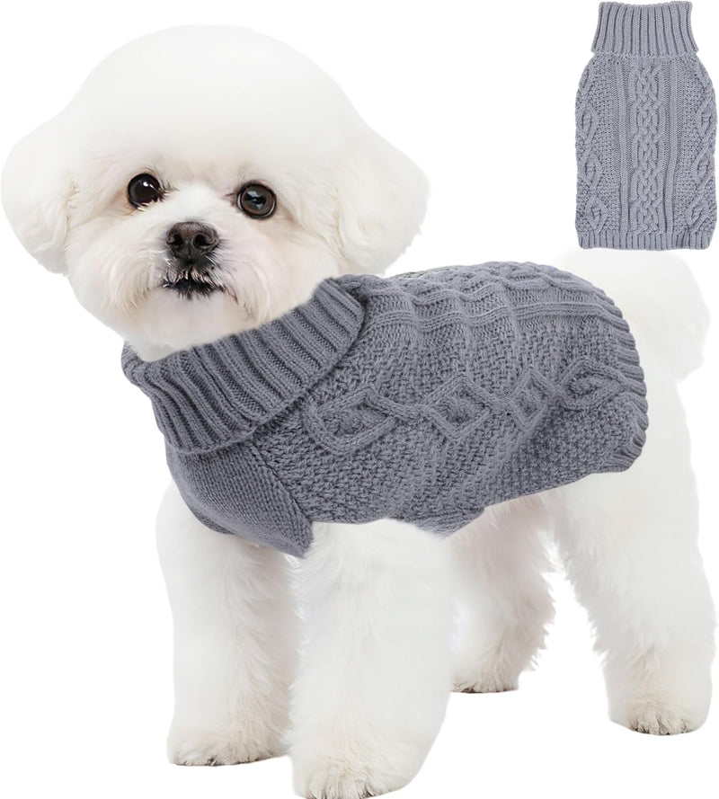 Knitted Dog Sweaters for Small Dogs Warm Small Dog Clothes Winter - GREY / Large