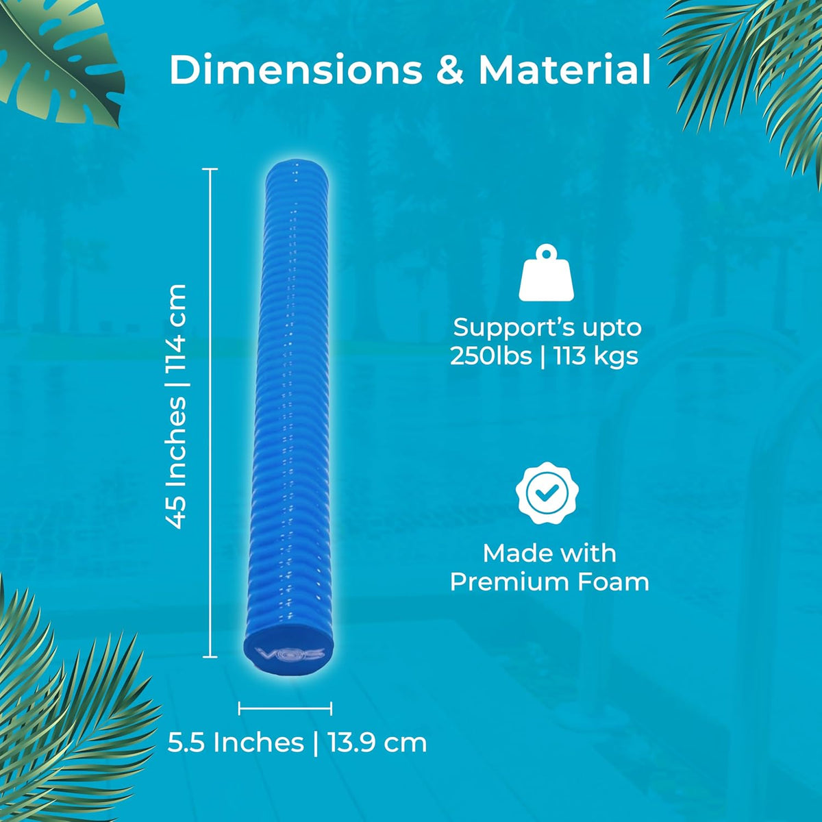 VOS Mega Foam Pool Noodle, Super Soft Swim Float - Capri Blue / 1 Pack - image 3
