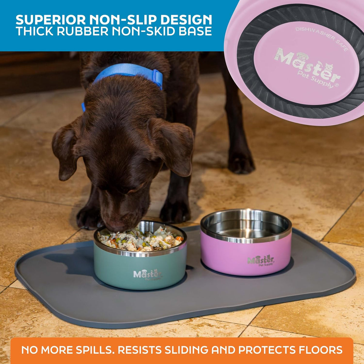 Master Pet Supply Stainless Steel Dog Bowls 128 oz Heavy Duty Aqua Sky – Essentials for Dogs - Rose Quartz / 4 Cups (32 oz) - image 3