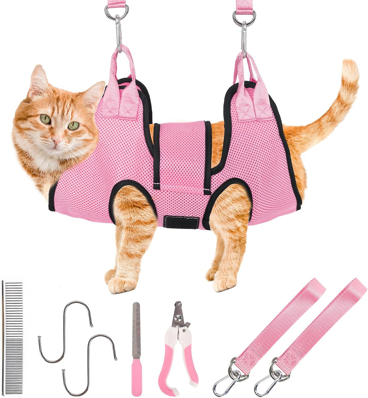 PatiencET Cat Grooming Hammock Kit – Essentials for Dogs - XS (12 LB Max) / Pink