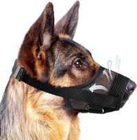 Dog Muzzle, Soft Mesh Muzzle for Large Dog Mouth Guard, Breathable Adjustable Muzzles to Prevent Biting, No Bark Muzzle for Dogs Allow Panting Drinking (Black, L)