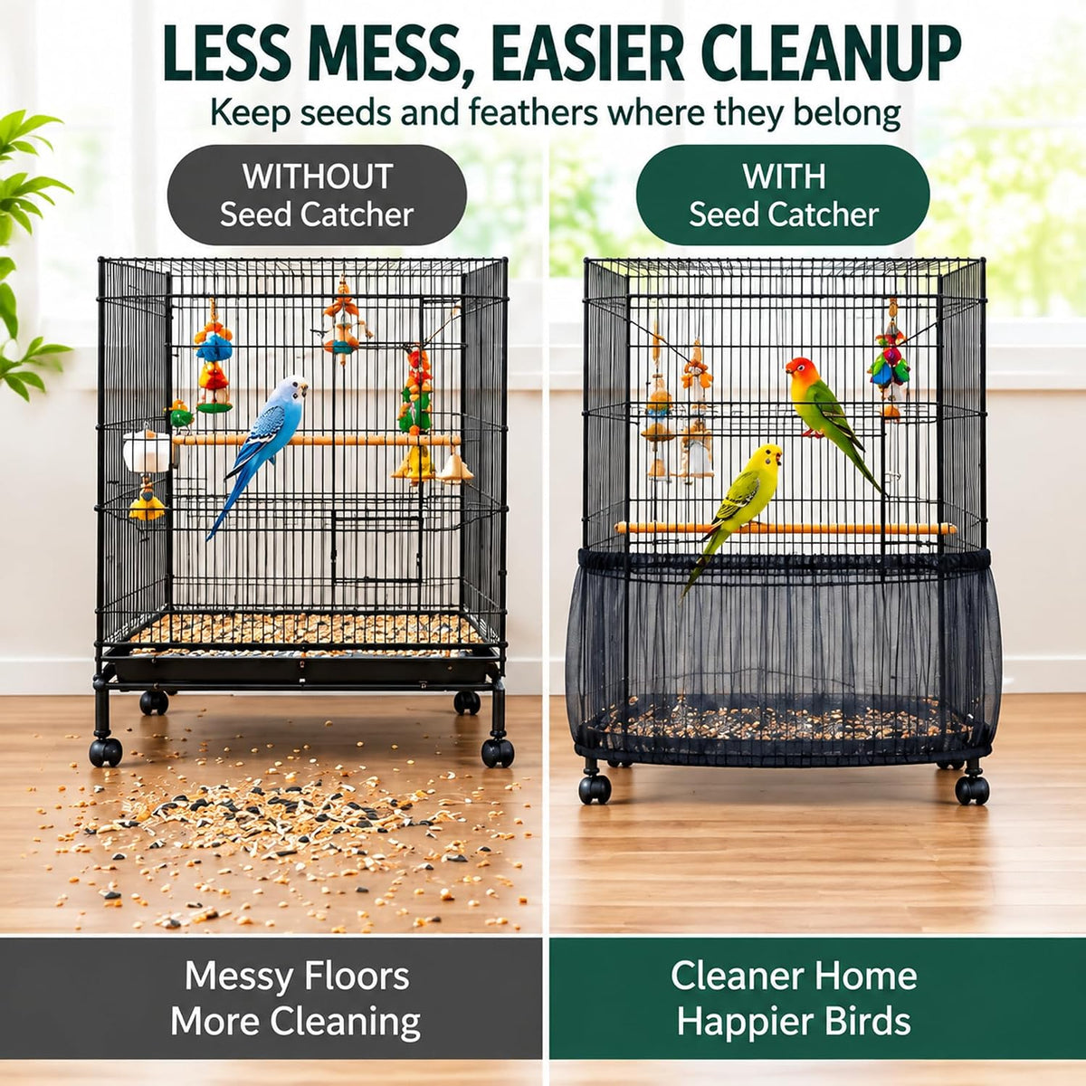 Bird Cage Net Cover Seed Catcher - Black / 118 x 15 Inch/ 300 x 37 cm - image 3