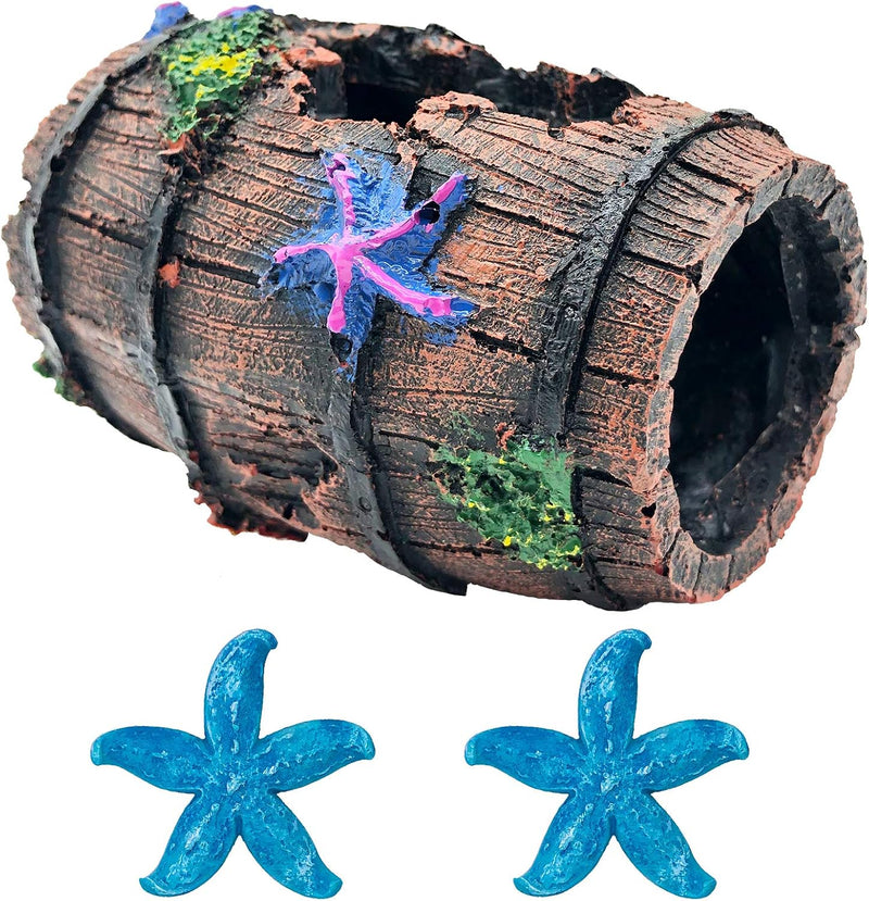 GSD Star-Fish Broken Barrel Decor Resin Betta Tank Accessories