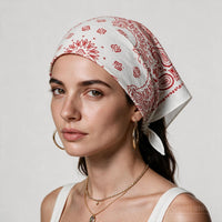 Premium Soft Cotton Bandanas Pack for Men and Women Paisley 22 x 22 - Pack of 4 White Red - image 3