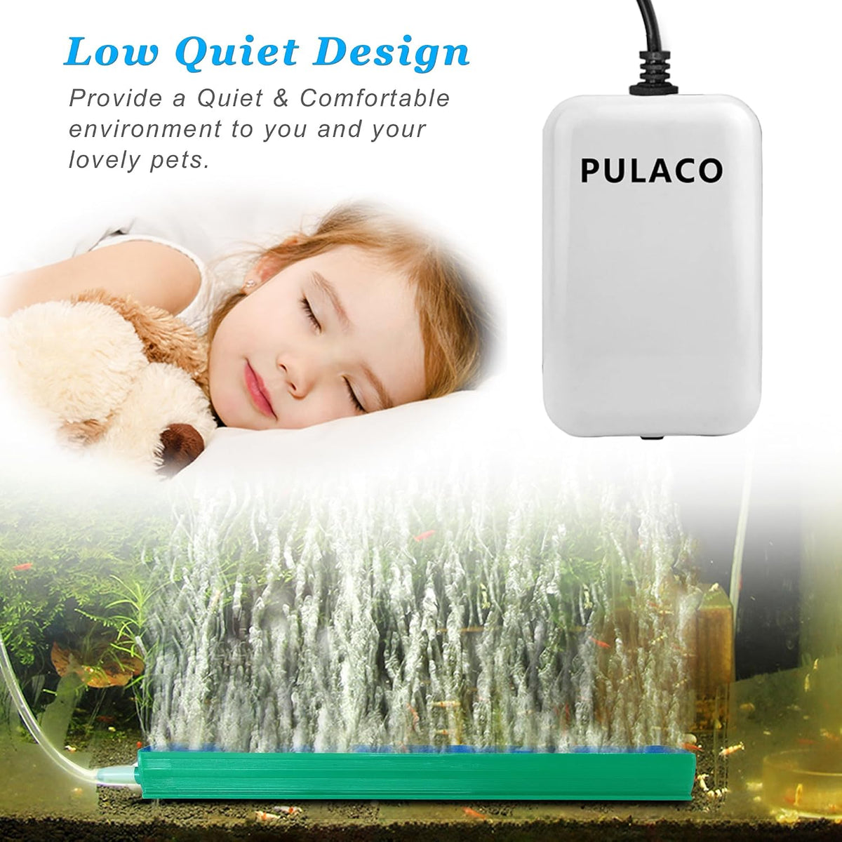PULACO Ultra Quiet Mini Aquarium Fish Tank Air Pump for 1-20 Gallon - image 2