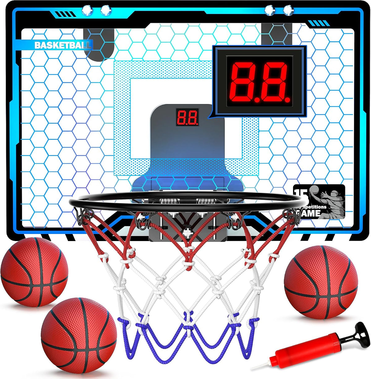 Indoor Basketball Hoop with Auto Scoring - LED Basketball Hoop & Scoreboard