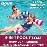Aqua 4-in-1 Monterey Hammock Pool Float & Water Hammocks - Navy & Burgundy/White Stripe / Monterey Hammock / 2 Pack - image 2