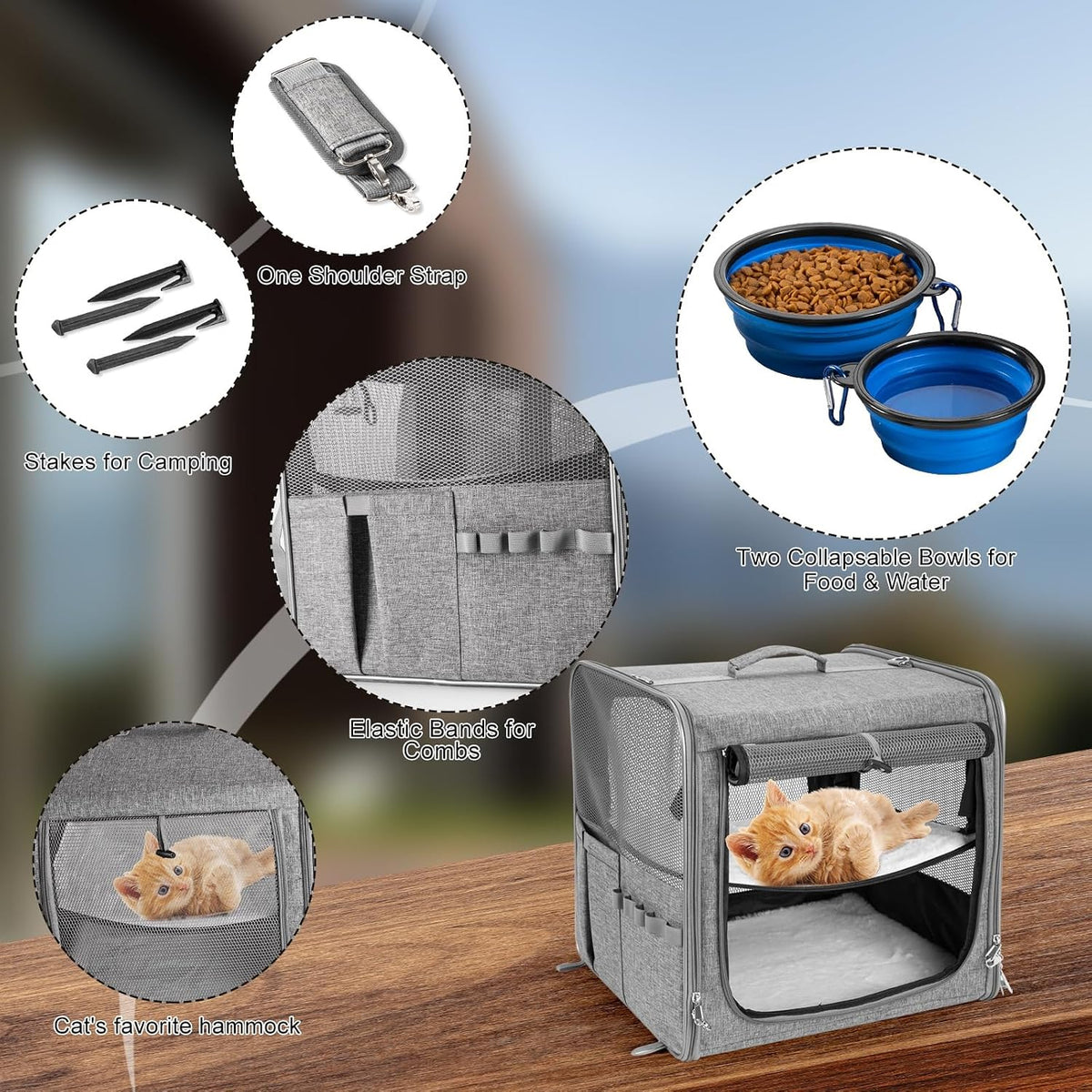 Extra Large Cat Carrier for 2 Cats with Travel Litter Box - Grey / Sigle Carrier - image 3
