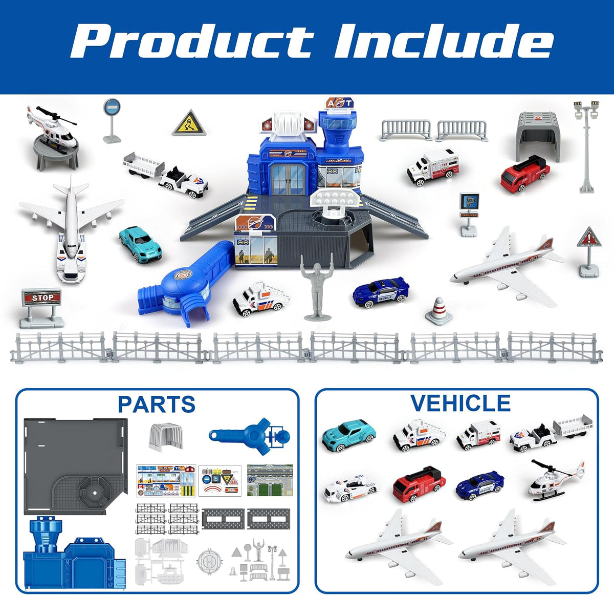 XDUOYJOY Airplane Toy Set with Trucks, Helicopter, Planes - image 2