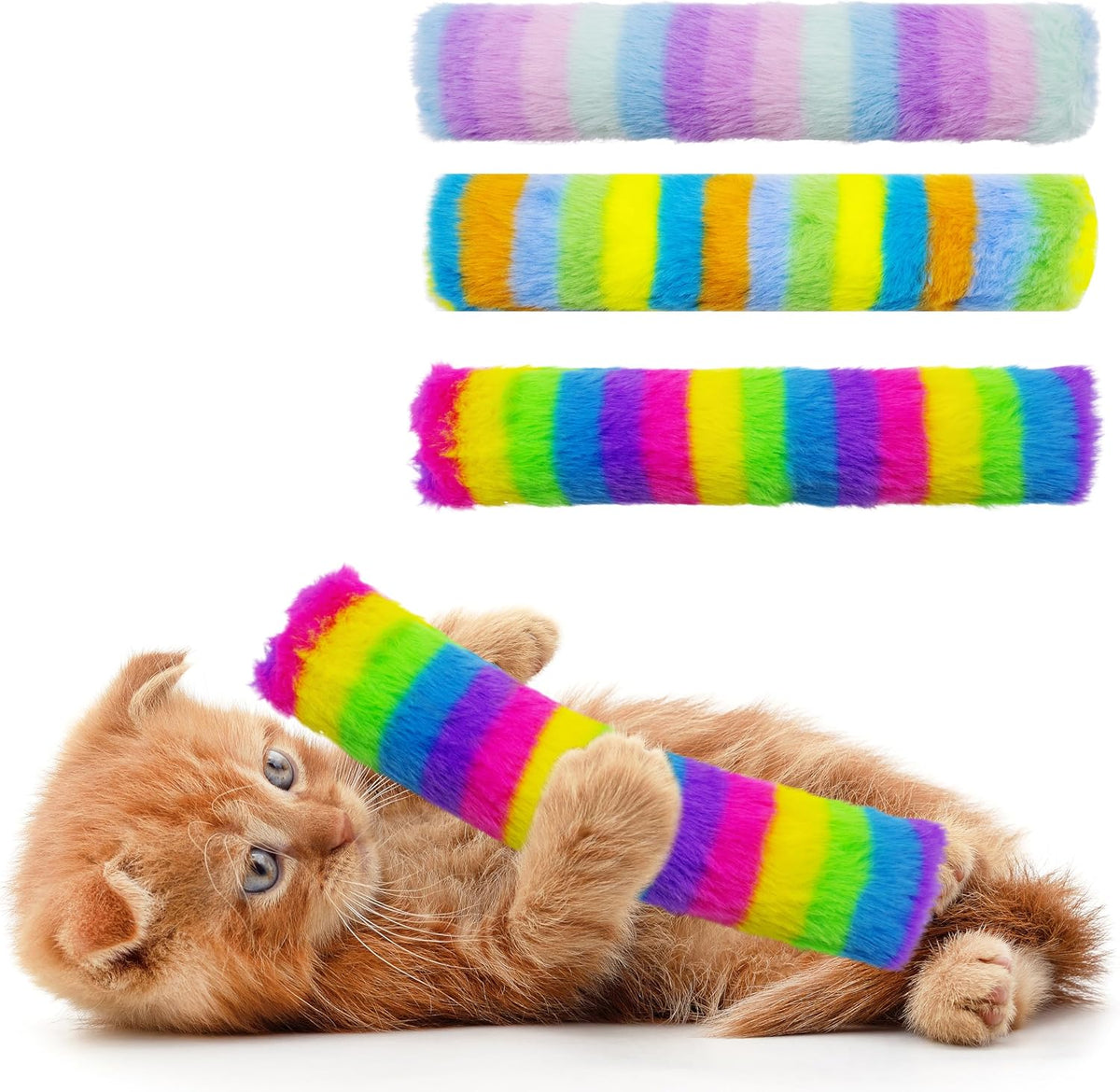 3 Pack Catnip Toys, Soft and Durable Cat Pillows Toys - Rainbow Set