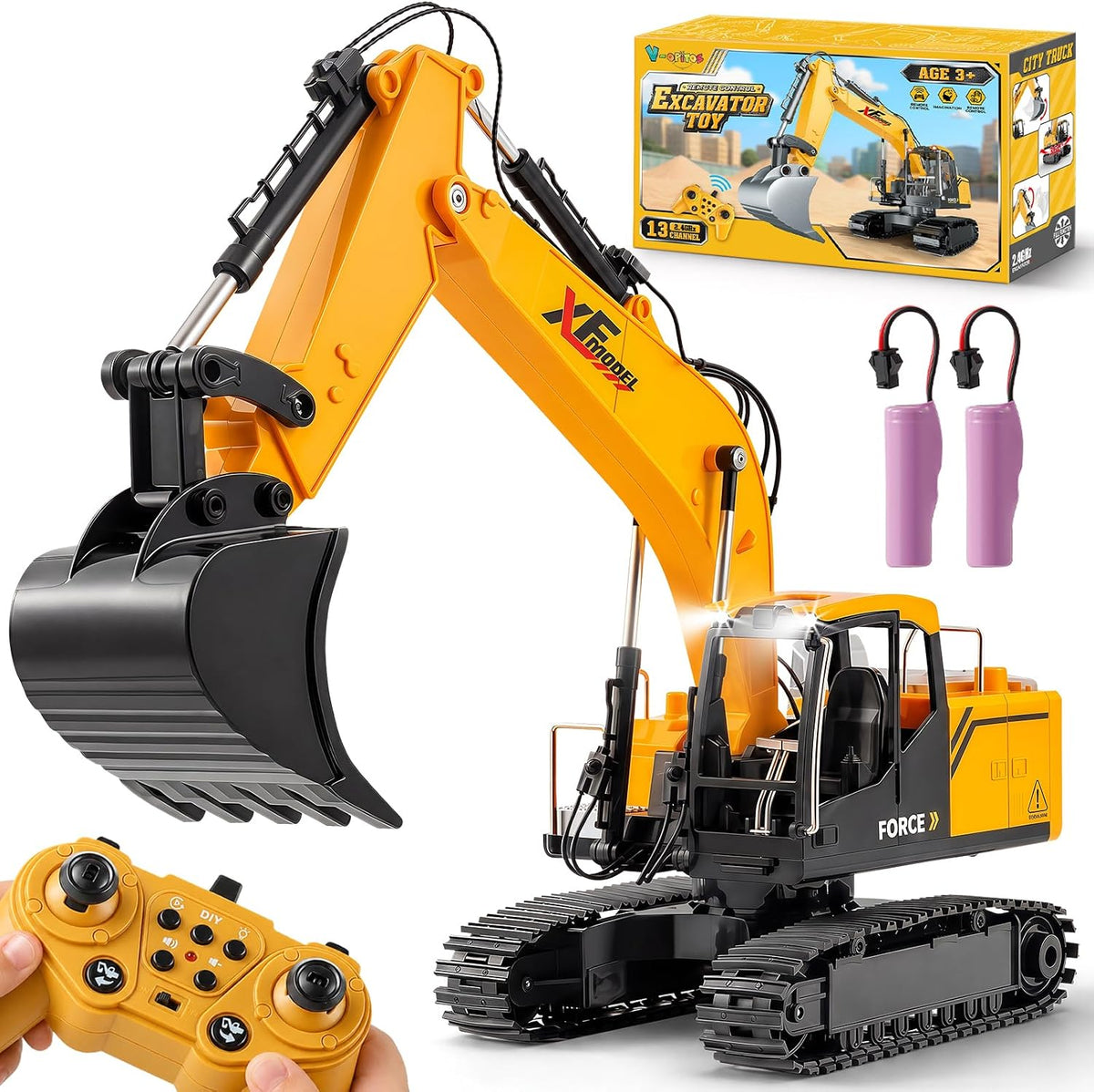 V-Opitos 13 channel RC excavator toy with alloy shovel