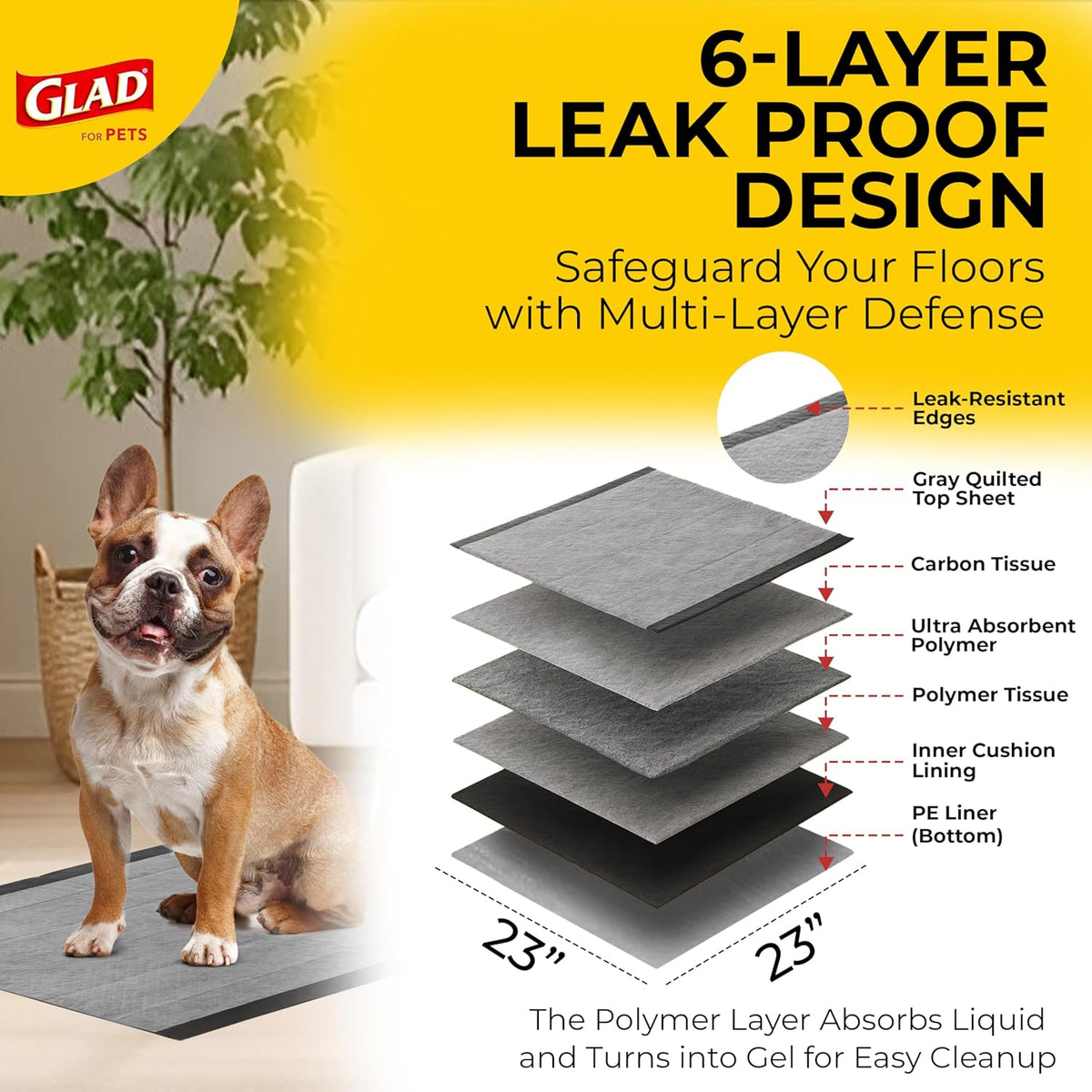 Glad for Pets, Activated Carbon Disposable, Dog Pee Pads - Large / 100.0 - image 3