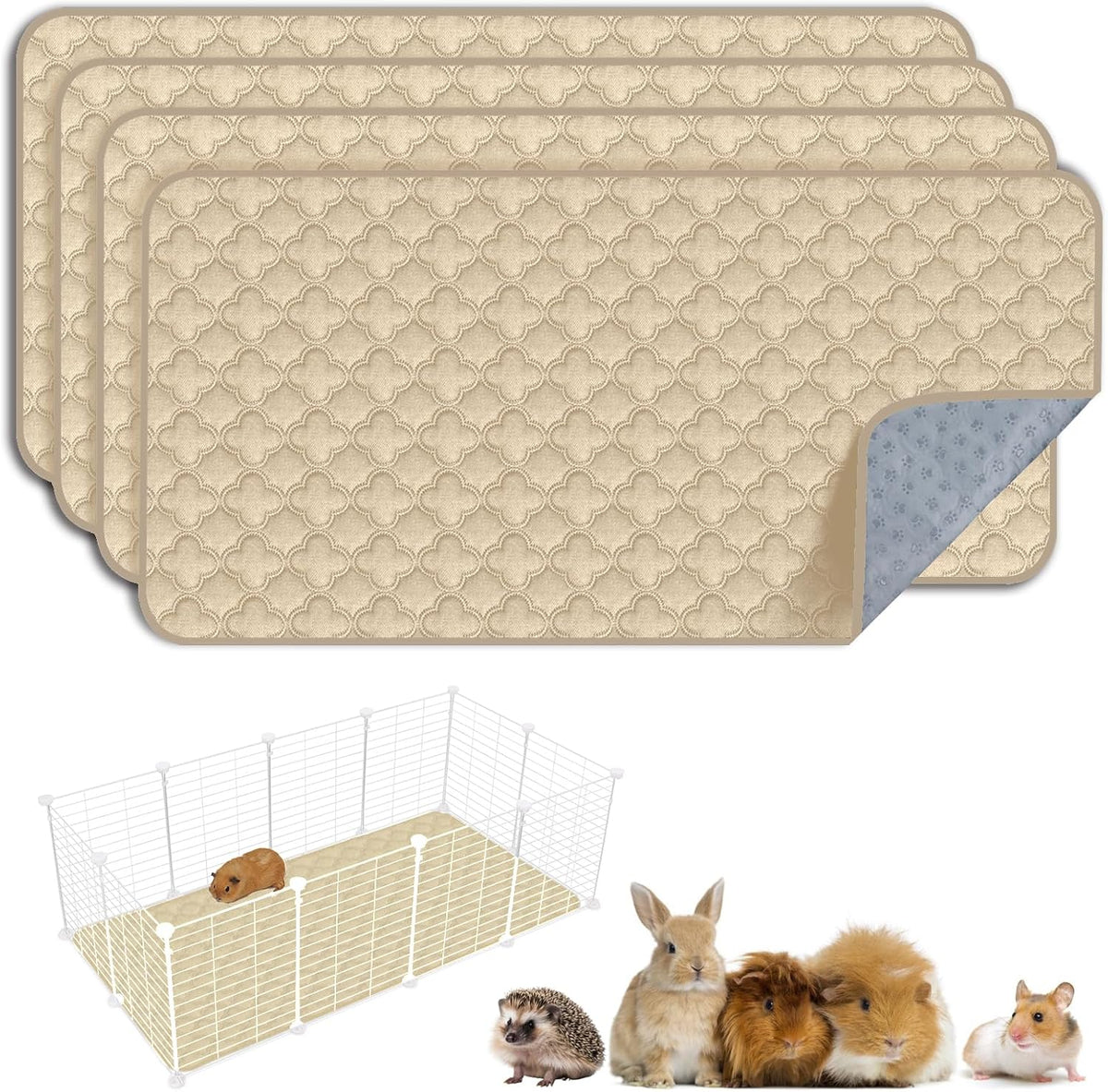 FunFurry Washable Pee Pads for Dogs - Cream / 24" X 47" - 4 Pack