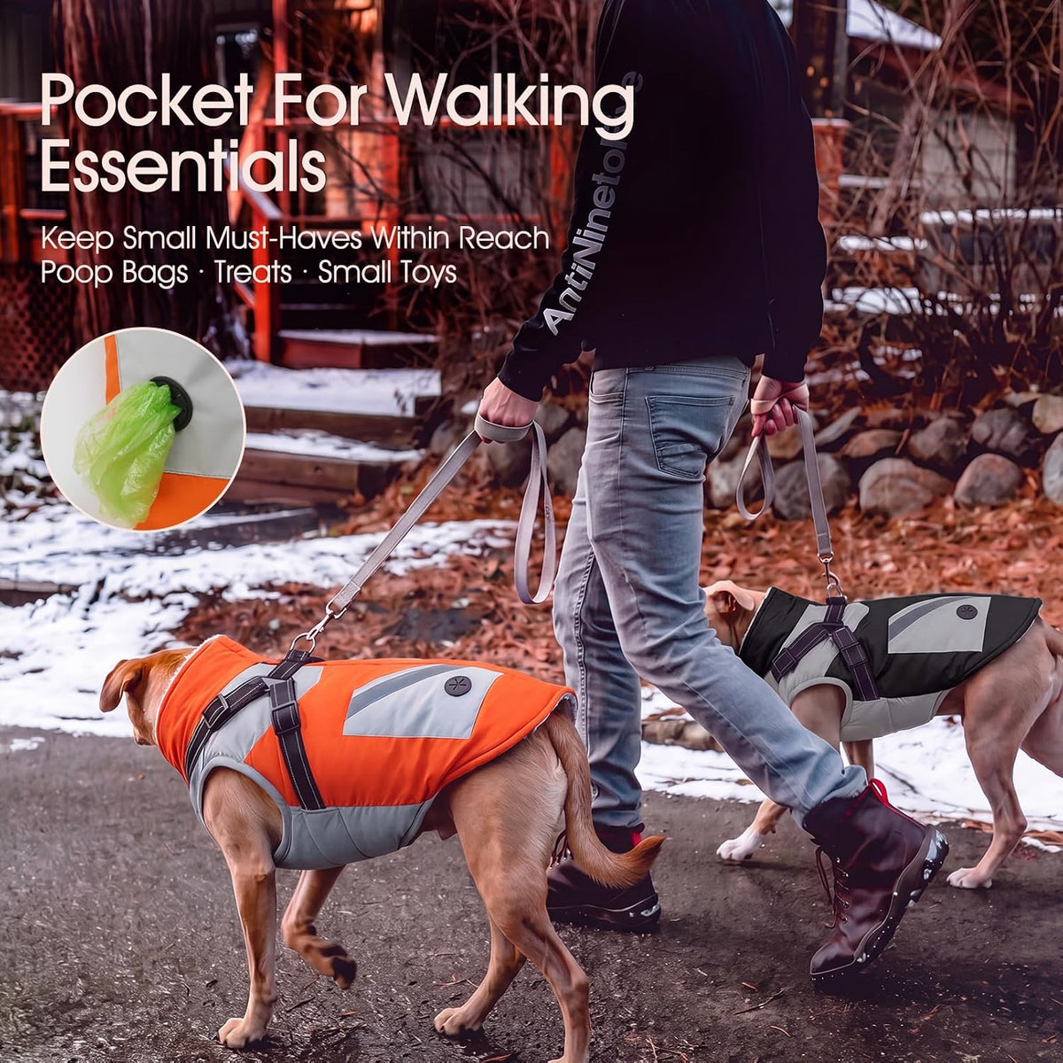 Dog Winter Coat with Harness Built in - XXXX-Large(Chest:47.24 in) / Orange - image 4
