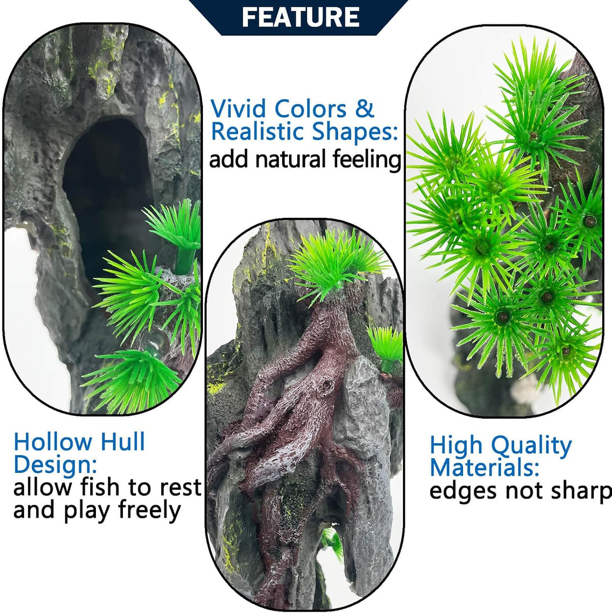 Extra Large Aquarium Decorations Large Fish Tank Rocks Hideout – Essentials for Fish - Tall Mountain View - image 4