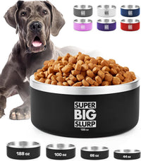 Tuff Pupper 100 oz Heavy Duty Insulated Stainless Steel Dog Bowl - 188oz / Epic Black