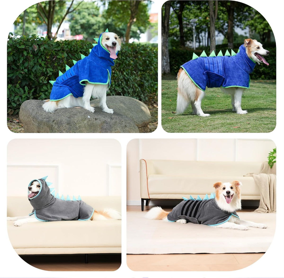 Super Absorbent Dog Bathrobe - Grey, Pink edging / X-Large - image 2