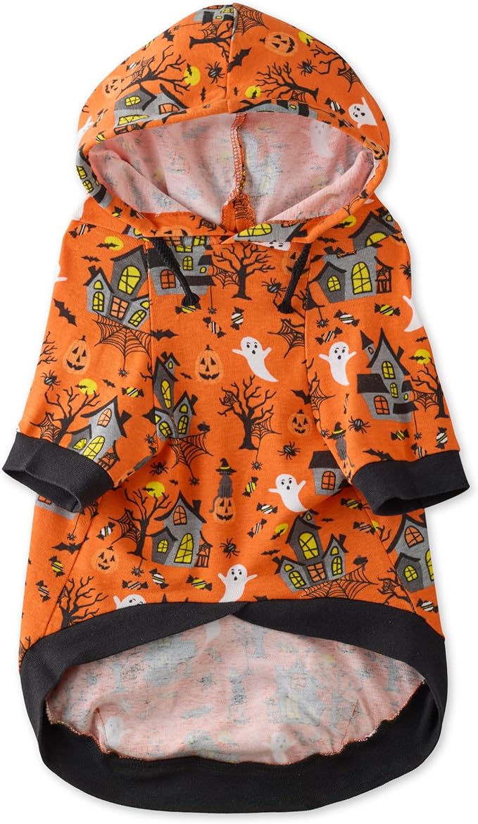 Rocky – The Orginal Lightweight Hooded TEE 100% Organic Cotton Dog Hoodie Pet Coat Sweater for Small, Medium, Large Dogs, Spooky, Medium